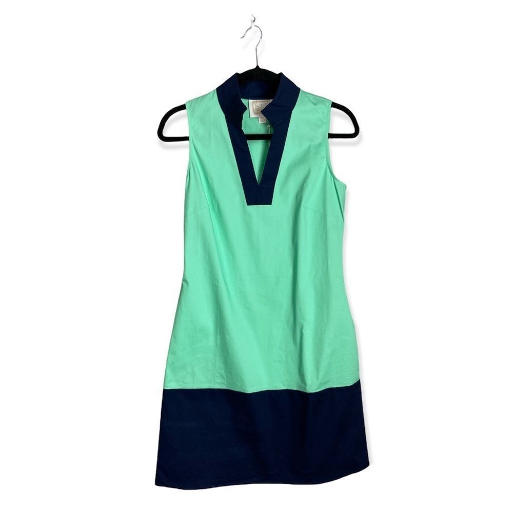 NWT Sail to Sable Navy & Mint Green Sleeveless Sheath Dress